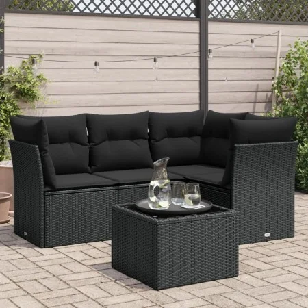 Set de muebles de jardín 5 pzas y cojines ratán sintético negro de , Conjuntos de jardín - Ref: Foro24-3217585, Precio: 341,3...