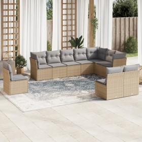 Gartensofa-Set mit beigen Kissen, 10-teilig, synthetisches Rattan von , Gartensets - Ref: Foro24-3249638, Preis: 646,12 €, Ra...