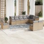 Gartensofa-Set mit beigen Kissen, 10-teilig, synthetisches Rattan von , Gartensets - Ref: Foro24-3249638, Preis: 646,12 €, Ra...