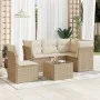 Garden sofa set with cushions 6 pieces beige synthetic rattan by , Garden sets - Ref: Foro24-3217648, Price: 423,38 €, Discou...
