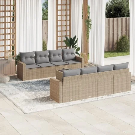 9-teiliges Gartensofa-Set mit beigen synthetischen Rattankissen von , Gartensets - Ref: Foro24-3218739, Preis: 571,65 €, Raba...