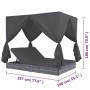 Liegebett mit grauen Vorhängen aus synthetischem Rattan von vidaXL, Betten im Freien - Ref: Foro24-45647, Preis: 478,45 €, Ra...