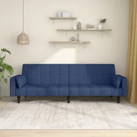 2-seater sofa bed with two blue fabric pillows by , Sofas - Ref: Foro24-375837, Price: 303,87 €, Discount: %