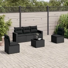 6-piece garden sofa set and black synthetic rattan cushions by , Garden sets - Ref: Foro24-3218785, Price: 365,42 €, Discount: %
