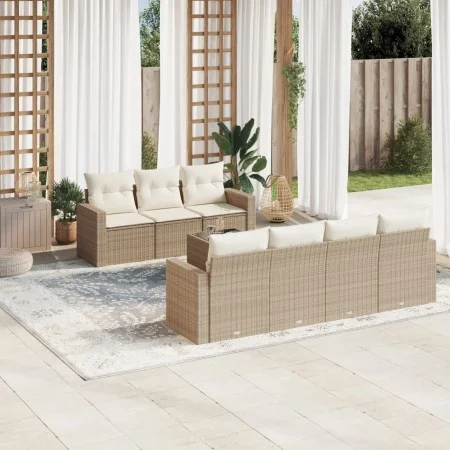 Garden sofa set with beige cushions 8 pcs PE rattan by , Garden sets - Ref: Foro24-3218718, Price: 561,25 €, Discount: %