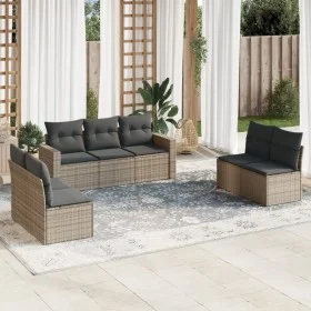 7-piece garden sofa set with gray PE rattan cushions by , Garden sets - Ref: Foro24-3218820, Price: 404,75 €, Discount: %