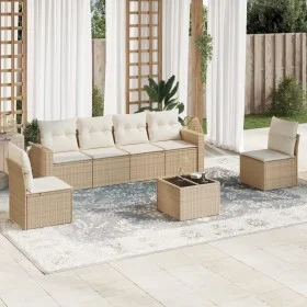 7-piece garden sofa set and beige synthetic rattan cushions by , Garden sets - Ref: Foro24-3218808, Price: 454,77 €, Discount: %