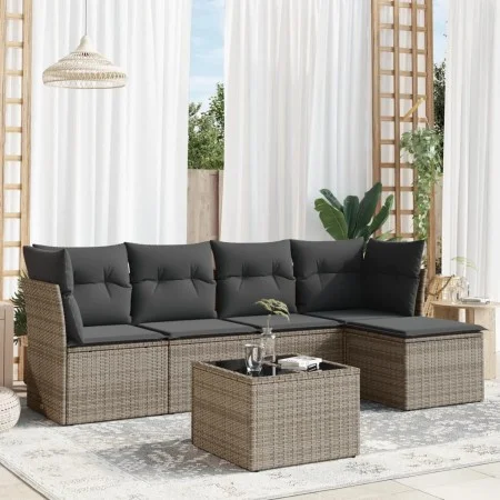 6-piece garden furniture set and gray synthetic rattan cushions by , Garden sets - Ref: Foro24-3217570, Price: 322,02 €, Disc...