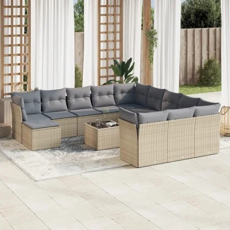 Garden sofa set with cushions 13 pieces beige synthetic rattan by , Garden sets - Ref: Foro24-3250478, Price: 837,60 €, Disco...