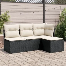 4-piece garden sofa set with black synthetic rattan cushions by , Garden sets - Ref: Foro24-3217496, Price: 220,75 €, Discoun...