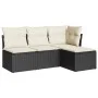 4-teilige Gartensofagarnitur mit schwarzen synthetischen Rattankissen von , Gartensets - Ref: Foro24-3217496, Preis: 220,75 €...