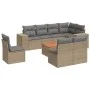 9-teiliges Gartensofa-Set mit beigen synthetischen Rattankissen von , Gartensets - Ref: Foro24-3257816, Preis: 582,70 €, Raba...