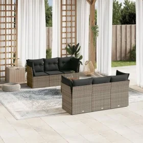 7-teiliges Gartensofa-Set mit grauen PE-Rattan-Kissen von , Gartensets - Ref: Foro24-3223491, Preis: 410,36 €, Rabatt: %