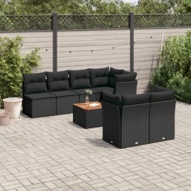 8-piece garden sofa set and black synthetic rattan cushions by , Garden sets - Ref: Foro24-3223514, Price: 523,58 €, Discount: %