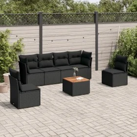 7-piece garden dining set and black synthetic rattan cushions by , Garden sets - Ref: Foro24-3223549, Price: 410,69 €, Discou...
