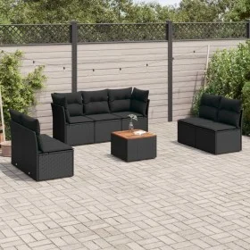 8-teiliges Gartensofa-Set und schwarze synthetische Rattankissen von , Gartensets - Ref: Foro24-3223563, Preis: 461,12 €, Rab...