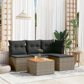 Gartensofa-Set mit Kissen, 5-teilig, graues synthetisches Rattan von , Gartensets - Ref: Foro24-3223596, Preis: 254,03 €, Rab...