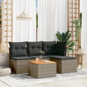 Gartensofa-Set mit Kissen, 5-teilig, graues synthetisches Rattan von , Gartensets - Ref: Foro24-3223596, Preis: 254,14 €, Rab...