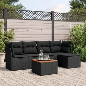 6-piece garden sofa set and black synthetic rattan cushions by , Garden sets - Ref: Foro24-3223612, Price: 338,86 €, Discount: %