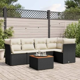 6-teiliges Gartensofa-Set und schwarze synthetische Rattankissen von , Gartensets - Ref: Foro24-3223627, Preis: 360,40 €, Rab...