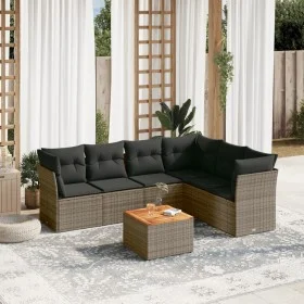 7-piece garden sofa set with gray PE rattan cushions by , Garden sets - Ref: Foro24-3223659, Price: 399,95 €, Discount: %