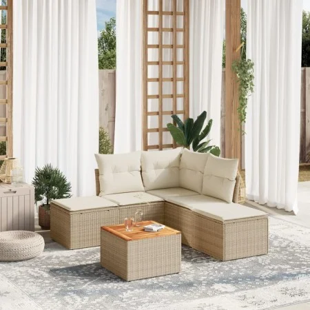 Garden sofa set with cushions 6 pieces beige synthetic rattan by , Garden sets - Ref: Foro24-3223671, Price: 351,78 €, Discou...