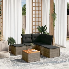 6-piece garden furniture set and gray synthetic rattan cushions by , Garden sets - Ref: Foro24-3223673, Price: 296,95 €, Disc...