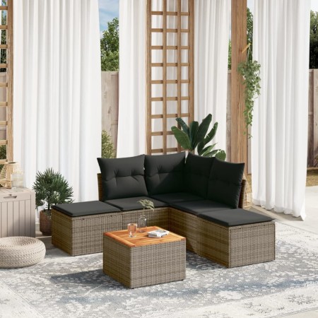 6-teiliges Gartenmöbel-Set und graue synthetische Rattankissen von , Gartensets - Ref: Foro24-3223673, Preis: 296,95 €, Rabat...