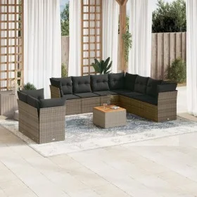 10-piece garden sofa set with gray synthetic rattan cushions by , Garden sets - Ref: Foro24-3223715, Price: 589,22 €, Discoun...