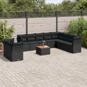 11-piece garden sofa set and black synthetic rattan cushions by , Garden sets - Ref: Foro24-3223717, Price: 690,79 €, Discoun...