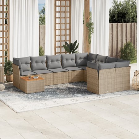 Juego de sofás jardín con cojines beige 10 pzas ratán sintético de , Conjuntos de jardín - Ref: Foro24-3223826, Precio: 570,5...