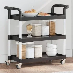 3-stöckiger Wagen aus schwarzem Aluminium, 77 x 34 x 72 cm von , Küchen- und Speisewagen - Ref: Foro24-30322, Preis: 56,83 €,...