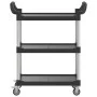 3-stöckiger Wagen aus schwarzem Aluminium, 81 x 41 x 92 cm von , Küchen- und Speisewagen - Ref: Foro24-30320, Preis: 76,47 €,...