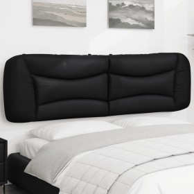 Cabecero de cama acolchado cuero sintético negro 180 cm