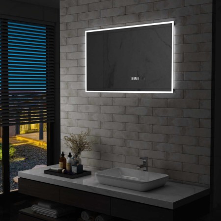 Badezimmerspiegel mit LED, Berührungssensor und Uhr 100x60 cm von vidaXL, Spiegel - Ref: Foro24-144739, Preis: 134,70 €, Raba...