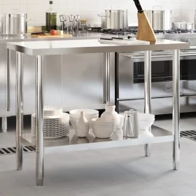Mesa de trabajo de cocina acero inoxidable 110x55x85 cm de , Restauración - Ref: Foro24-376455, Precio: 150,37 €, Descuento: %