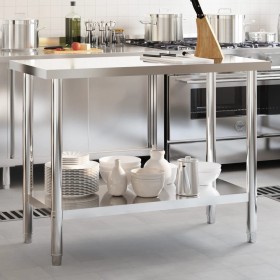 Stainless steel kitchen work table 110x55x85 cm by , Restoration - Ref: Foro24-376455, Price: 149,75 €, Discount: %