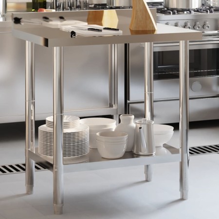 Mesa trabajo cocina y salpicadero acero inoxidable 82,5x55x93cm de , Restauración - Ref: Foro24-376457, Precio: 120,29 €