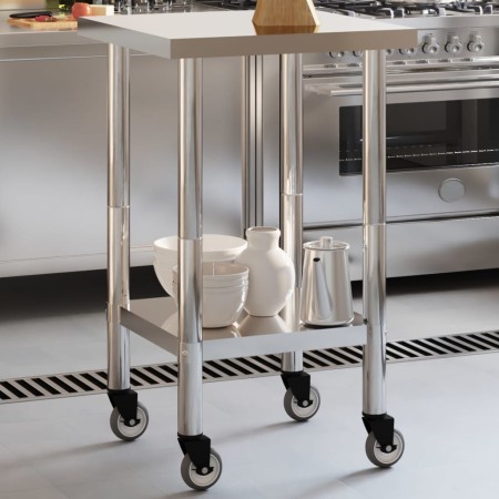 Küchenarbeitstisch mit Edelstahlrädern 55x55x85 cm von , Wiederherstellung - Ref: Foro24-376462, Preis: 192,01 €, Rabatt: %