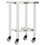 Mesa de trabajo de cocina con ruedas acero inox 55x55x85 cm de , Restauración - Ref: Foro24-376462, Precio: 164,49 €