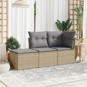 Garden sofa set with beige cushions 3 pieces PE rattan by , Garden sets - Ref: Foro24-3249308, Price: 184,57 €, Discount: %