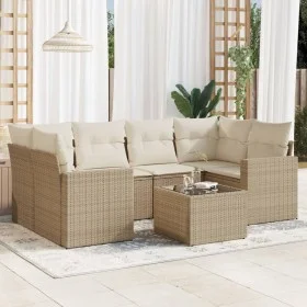 7-teiliges Gartensofa-Set und beige synthetische Rattankissen von , Gartensets - Ref: Foro24-3218708, Preis: 493,81 €, Rabatt: %