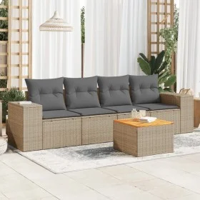 Gartensofa-Set mit Kissen, 5-teilig, beiges synthetisches Rattan von , Gartensets - Ref: Foro24-3225324, Preis: 314,82 €, Rab...