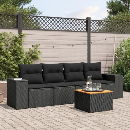 5-piece garden furniture set and black synthetic rattan cushions by , Garden sets - Ref: Foro24-3257651, Price: 335,65 €, Dis...