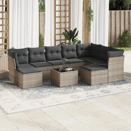 10-piece garden sofa set with gray synthetic rattan cushions by , Garden sets - Ref: Foro24-3218580, Price: 547,20 €, Discoun...