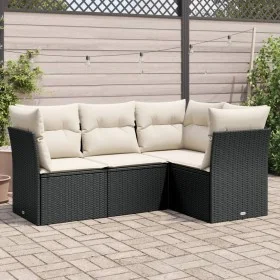 4-piece garden sofa set with black synthetic rattan cushions by , Garden sets - Ref: Foro24-3217576, Price: 270,06 €, Discoun...