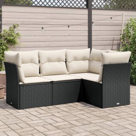 4-teilige Gartensofagarnitur mit schwarzen synthetischen Rattankissen von , Gartensets - Ref: Foro24-3217576, Preis: 253,97 €...