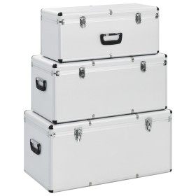 Cajas de almacenamiento 3 unidades aluminio plateado