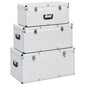 Storage boxes 3 units silver aluminum by vidaXL, Toolboxes - Ref: Foro24-91852, Price: 213,90 €, Discount: %