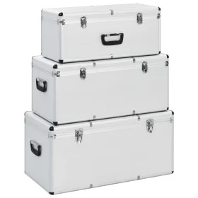 Storage boxes 3 units silver aluminum by vidaXL, Toolboxes - Ref: Foro24-91852, Price: 209,95 €, Discount: %